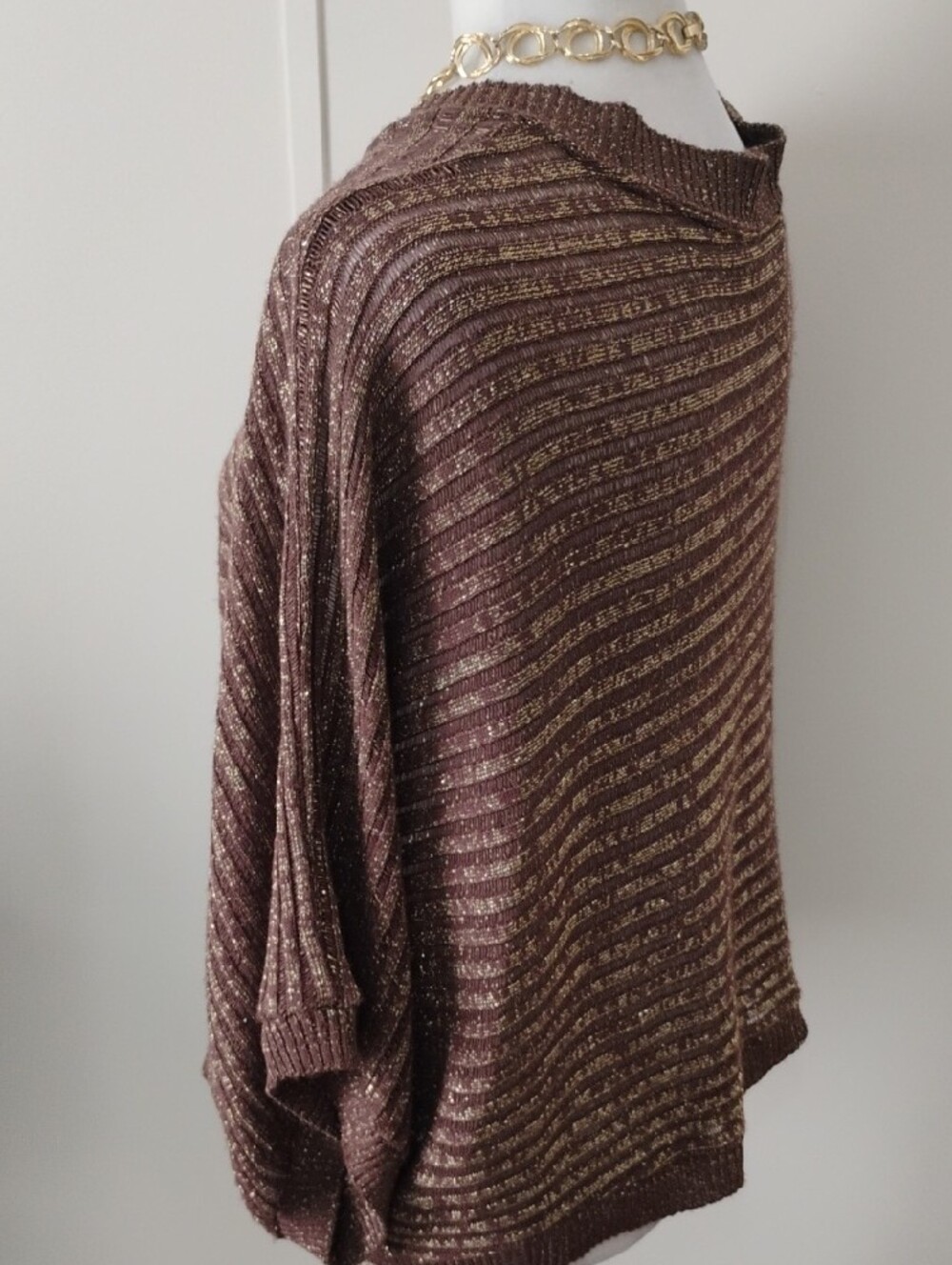 Cato Metallic Brown Open-Front Ribbed Cardigan - Picture 3 of 6